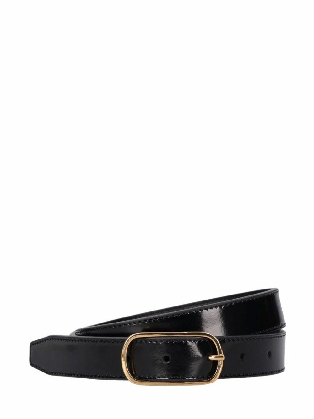 $980 Khaite Elio belt antique gold black ponyhair